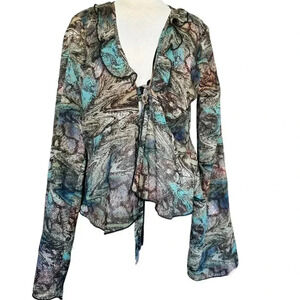 WILD FABLE brown and green retro Blouse size XXL🤎
